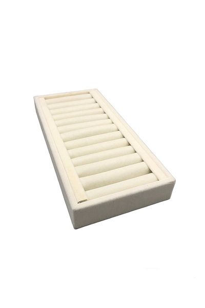 MeGass Dekor Εγχώριας παραγωγής Suede Fabric Cream Χρώμα 25 cm / 11,5 cm Βάση προβολής με χειροπέδες