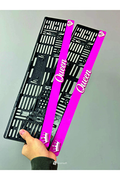 karbonsoft Kraliçelere Özel! "Queen" Pembe Pleksi Araç Plakalığı
