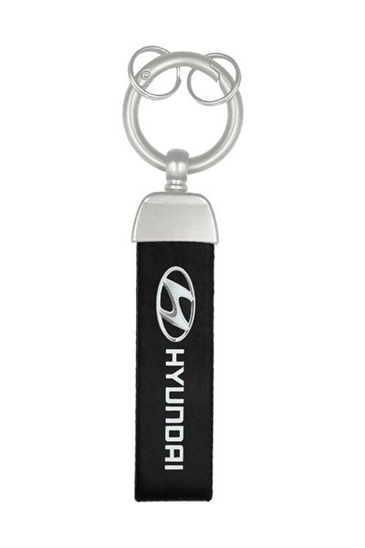 Hyundai Logo Premium Leather Keychain with Metal Buckle & Rotatable Ring for Car Keys
