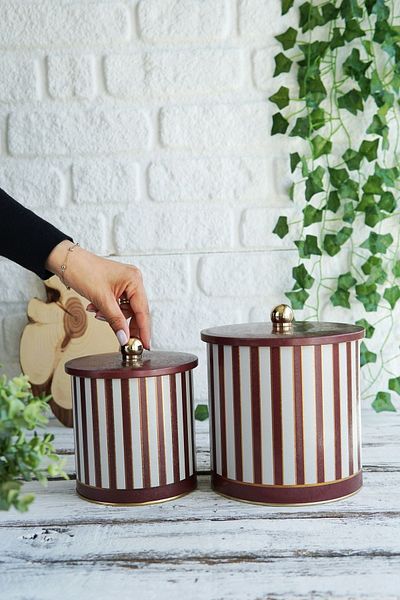 Hesaplı Kasa Festival Patterned Metal Storage Container Set of 2 2.1 Liters 4.1 Liters