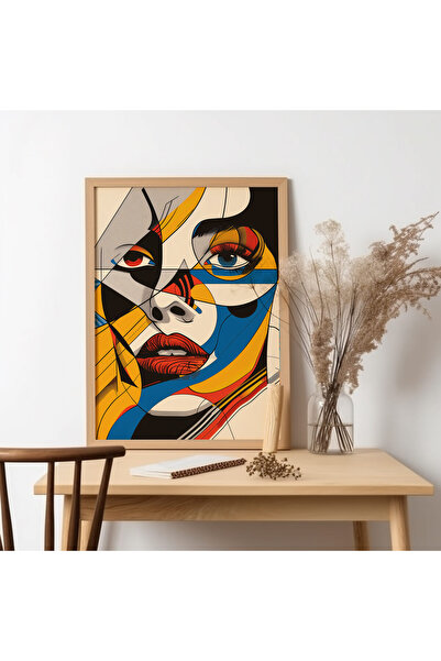 UNT Pictură de artă abstractă cu rama din lemn