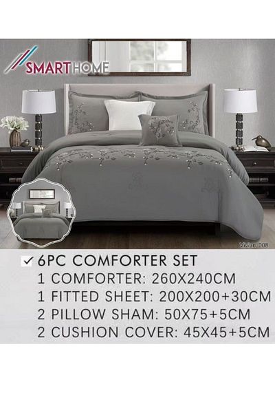 smart home Embroidered two-sided quilt set, two-sided mattress, consisting 6 pieces, 100% microfiber, 240x260cm