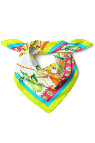 nehir eşarp Lemon Pattern Bandana Scarf 50 X 50 cm