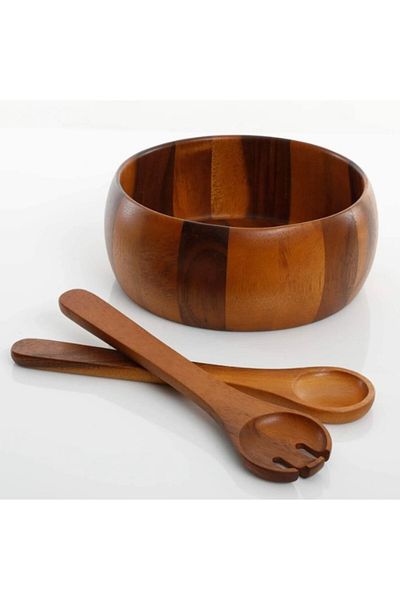 Billi Natural Thai Wood Salad and Serving Bowl, capacity 12 inches