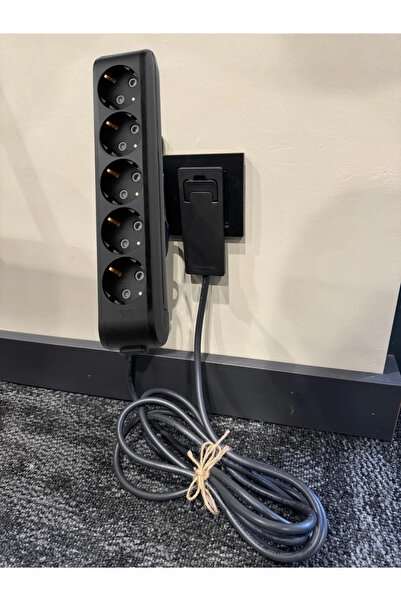 VİKO Viko Pratik Ultra İnce Fişli 5’li Grup Priz 2 metre Çoklu Fişli Siyah