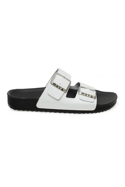 Muya A 1116000   Women's White Daily Leather Slippers