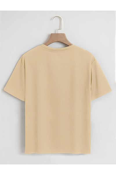 SOFTWAY Unisex Oversize Crew Neck Ocean Heart Printed Basic T-Shirt - ΜΠΕΖ