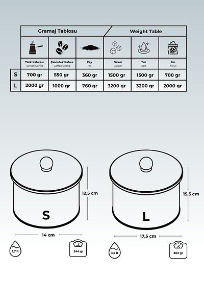 Hesaplı Kasa Festival Patterned Metal Storage Container Set - 2 Pieces (1.7 Lt - 3.5 Lt)