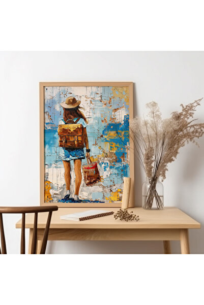 UNT Pictură de călătorie în stil pop art cu rama din lemn