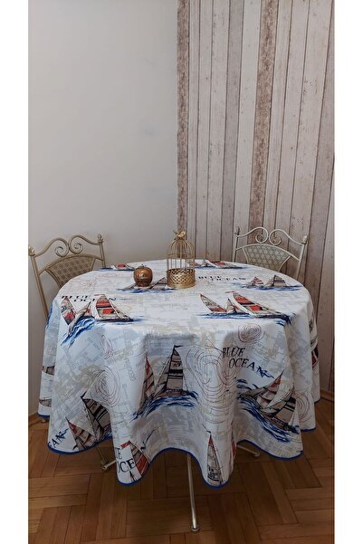 gonk Round, Sea Pattern, Duck (Liquid Pusher, Stain Proof) Fabric, Tablecloth