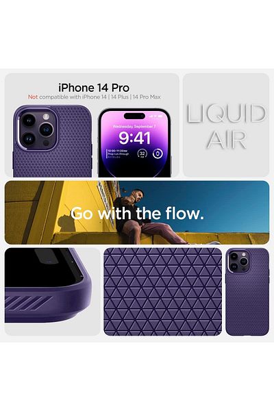 Spigen Spigen Liquid Air designed for iPhone 14 Pro case cover - Deep Purple