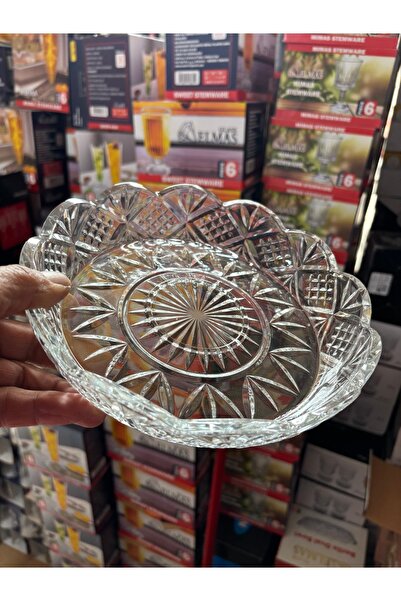 DİBA AVM 2 Pieces Crystal Glass Presentation Bowl Fruit Bowl Diameter 20X20Cm Height 4.5 cm