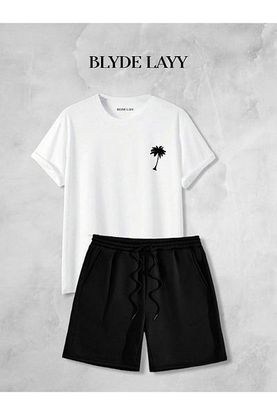 BLYDE LAYY Σετ σορτς-μπλουζάκι Unisex με στάμπα με παλάμη