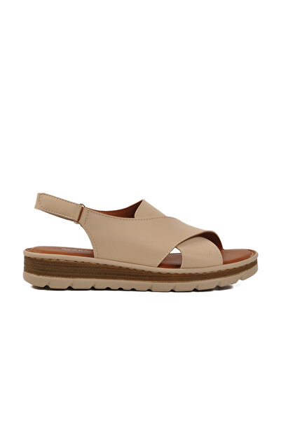 AYAKMOD Sandale de damă cu velcro bej 492129   Z