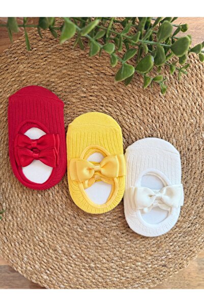 vikivin bebe 3'lü Set Fiyonklu Kız Bebek Çorapları