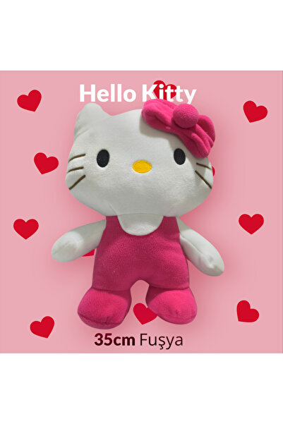 Pufline Hello Kitty Pelüş Oyuncak (35 CM) Koyu Pembe (Fujya)