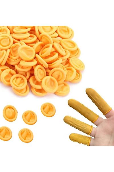 Hasyılmaz Latex Fingertip Gloves Yellow 100 Pieces