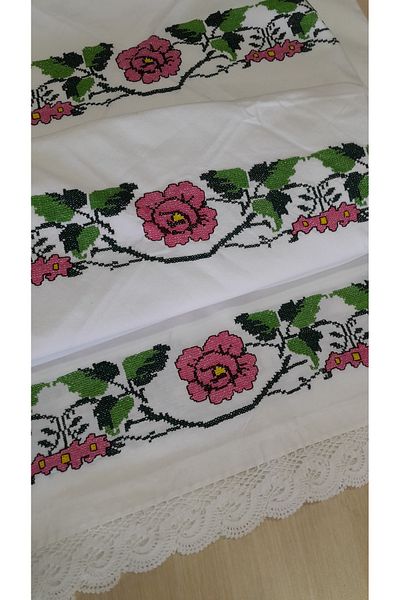 Papatyam Hand Knitted: 1 Hand Knitted (220X100), 2 Swallow (70X70) Hand Heat Lace / Vintage / Dowry Lace