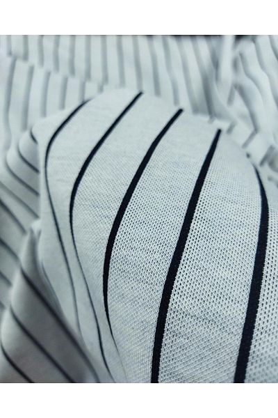 Kumaş Parça Γκρι Navy Blue με ρίγες από ατσάλι πλεκτό (Πλάτος 180 cm x Μήκος 110 cm)