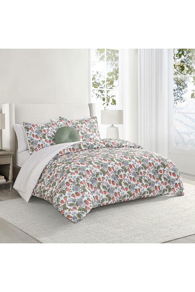 Orange Bed & Bath طقم لحاف مزدوج بنقشة كرمة زهرية، 8 قطع