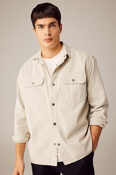 DeFacto Cozy Cut Polo Neck - Πουκάμισο από καμβά με κούμπωμα και τσέπες A8182ax23wn