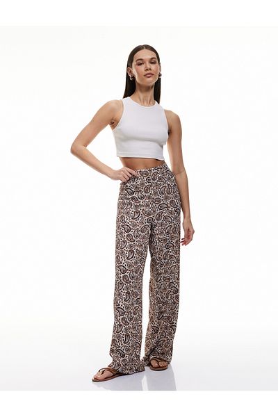 Koton New Season Elastic Waist Comfortable Fit High Waist Wide Leg Summer Trousers Wrap