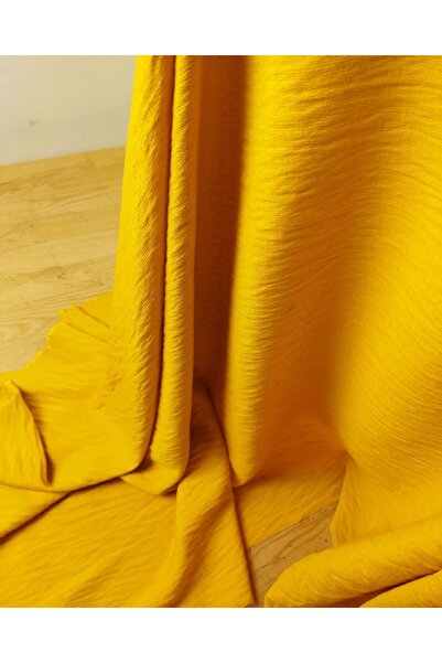 Kumaş Parça نسيج يشبه الأيروبين باللون الأصفر الداكن (العرض 140 سم × الطول 12...