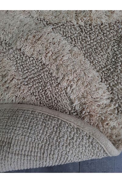 Dokumacıoğlu Χαλί μπάνιου Daisy Beige από φυσικό βαμβάκι 100x100 cm Μονοκόμματο υφαντό χαλάκι μπάνιου