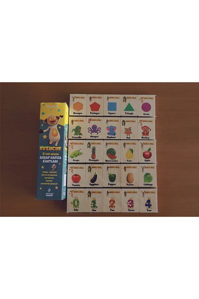 Ahtek Trt Kuzucuk 5 in 1 Wooden Memory Cards Set Turkish English