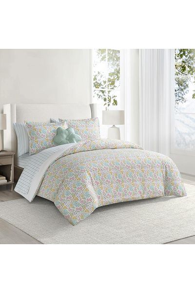Orange Bed & Bath Dist Floral | طقم لحاف مفرد 8 قطع