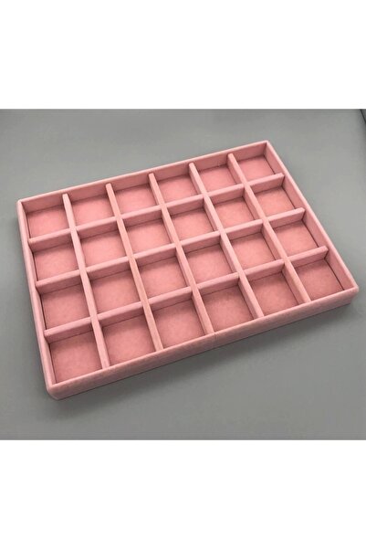 Aydın Decor Yerli Mdf Üzerine Kumaş Kaplama Oval Köşeli Süet Pembe 24 Bölmeli...