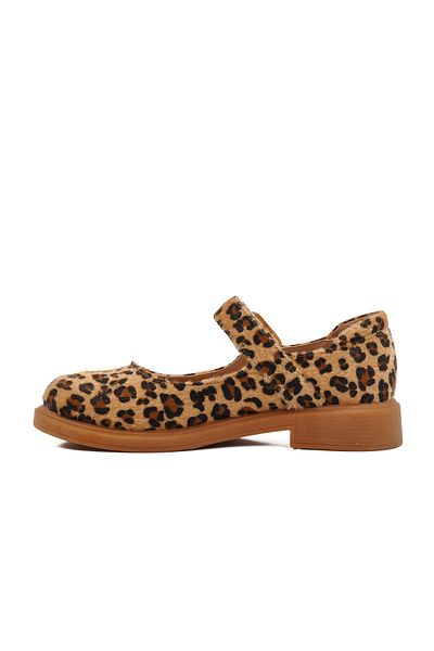 AYAKMOD Balerini de damă cu curea cu model leopard maro 572407   Z