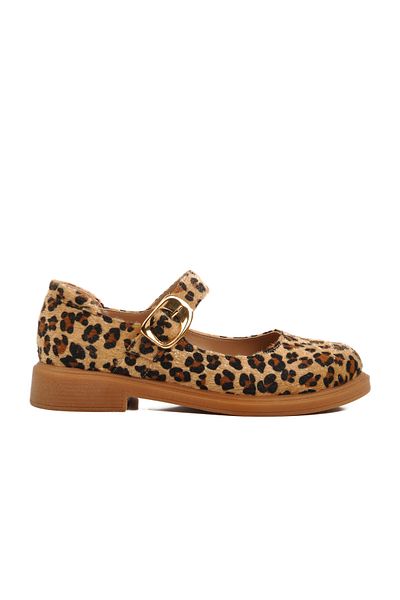 AYAKMOD Balerini de damă cu curea cu model leopard maro 572407   Z