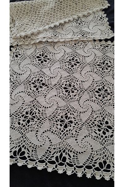 Papatyam 2 Pieces 32X32 Dirty Crochet Hand Knitted Vintage Dowry Lace