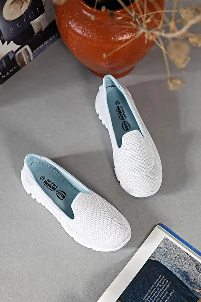Deripabuc White Women's Sports Ballerina Walking Shoes Dp23-0201
