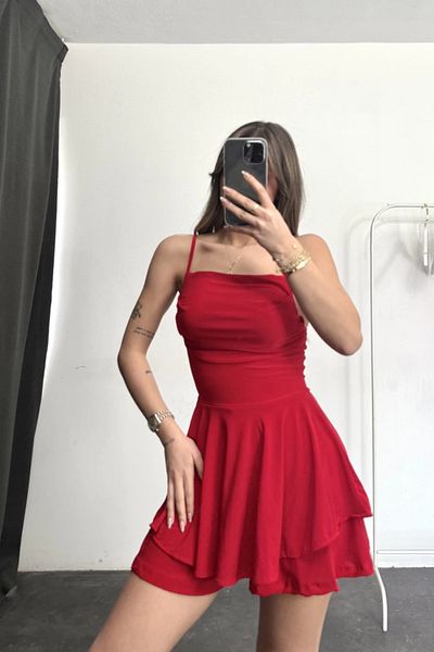 MOZENA Strappy Shorts Skirt Mini Dress