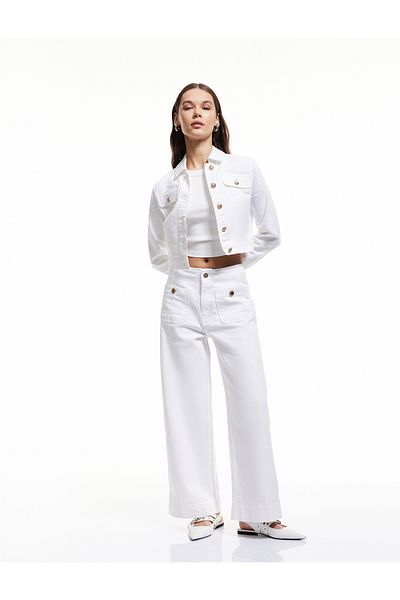 Koton New Season High Waist Comfortable Fit Short Denim Trousers with Pockets - Culotte Jeans