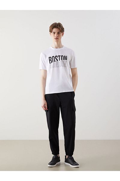 LC Waikiki Crew Neck Boston London Printed Combed Cotton Men's T-Shirt