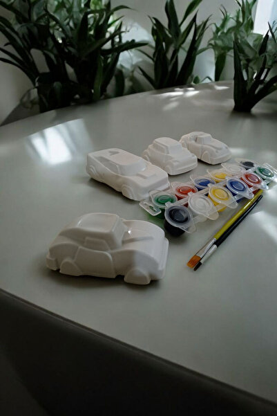 HBNC Sevimli Arabalar Boyama Seti 4 Adet Araba Ve Boya Seti