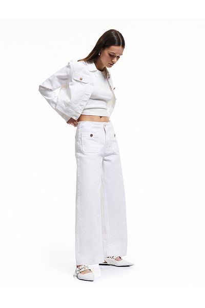 Koton New Season High Waist Comfortable Fit Short Denim Trousers with Pockets - Culotte Jeans