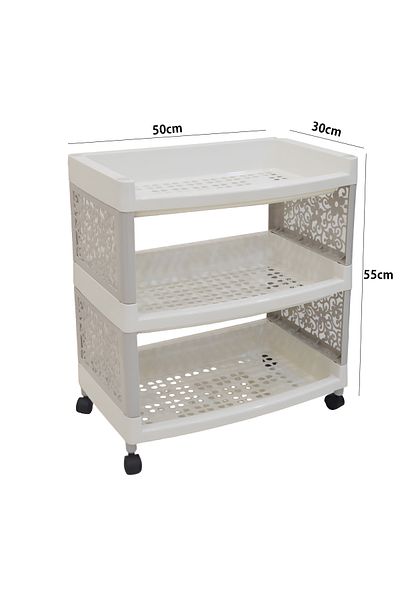 Generic 3-Shelf Plastic Storage Racks with Wheels