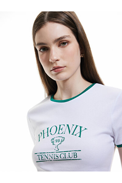 Koton تيشيرت نسائي أبيض مطبوع