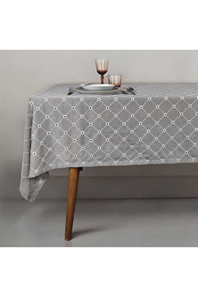 PİKKO HOME بوليستر مطرز خاص باللون الرمادي (LM)