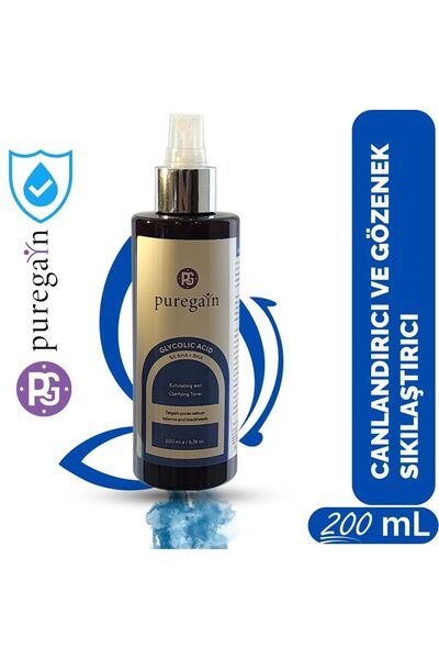 PUREGAIN %5 Glikolik Asit Tonik 200 ml Cilt Yeniletici & Gözenek Sıkılaştırıc...