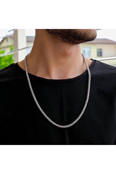 emrestore Erkek Örme Gümüş Kaplama Kral Kolye