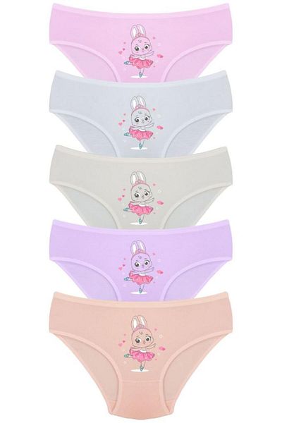 Onurel Girl's Pack of 5 - Rabbit Printed Lycra Cotton Panties