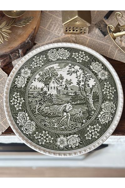 Villeroy & Boch Rusticana Stamped Dark Green Khaki Porcelain Antique Service Pastel Bowl