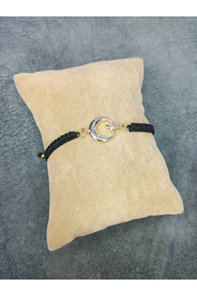 Mos Tespih Altın Renk Ay Yıldızlı Makrome Örgü Bileklik