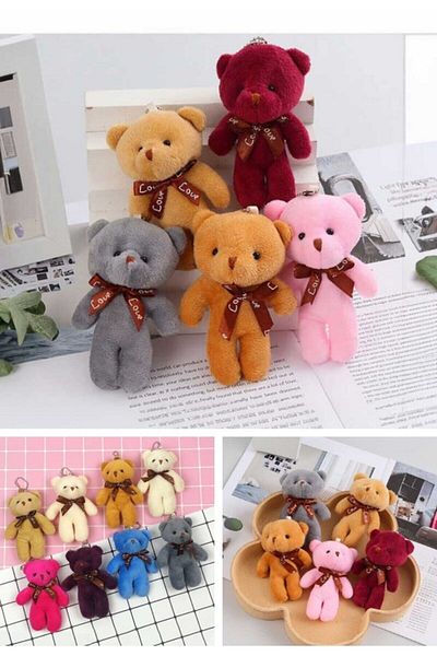 Lexi Bella Plush Teddy Bear Set - 11 cm Mini Soft Mixed Color Bag Accessory 6 Pieces