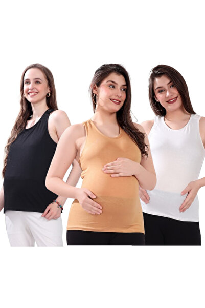 Tummy مجموعة من 3 قمصان داخلية ناعمة ومريحة للأمومة والرضاعة للنساء